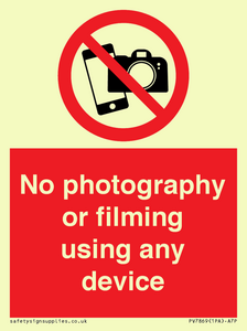 No photography or filming using any device